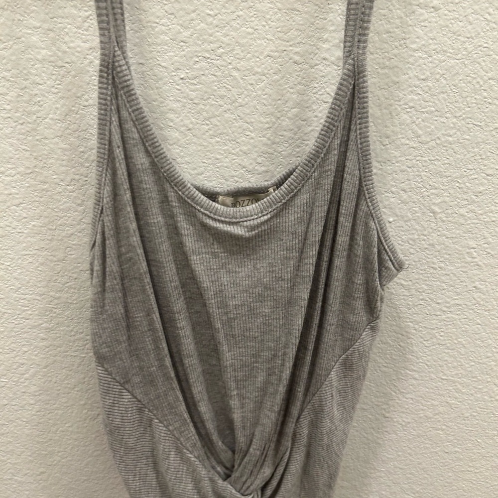 Gray Ribbed Women's Top